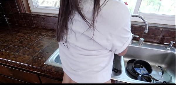  Cleaning Dishes While Dad Fuck Me - DadCums.com